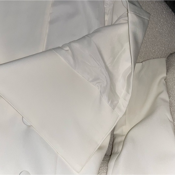 White Blazer Dress Double Breasted Cutout Waist - Picture 6 of 9